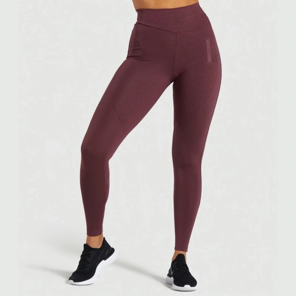 Sale🦈 Gymshark Lustre Leggings in Berry Red Size Medium - Picture 1 of 6